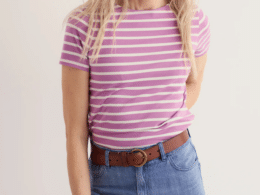 Seasalt Cornwall Sailor T-Shirt Breton Orchid Chalk - La Vie en Rose Damesmode