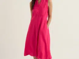 Seasalt Cornwall Carved Wood Midi Dress Bright Radish - La Vie en Rose Damesmode