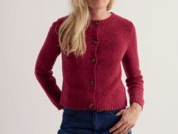 Seasalt Cornwall Dawson Pick Cardigan RWS Merino Dahlia