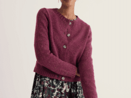 Seasalt Cornwall Dawson Pick Cardigan RWS Merino Dark Hellebore