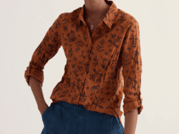 Seasalt Cornwall Larissa Shirt Tapestry Flowers Dark Acorn