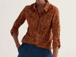 Seasalt Cornwall Larissa Shirt Tapestry Flowers Dark Acorn