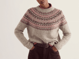 Seasalt Cornwall Port Kinnis Jumper RWS Merino Shingle Bay Dark Rose Mix
