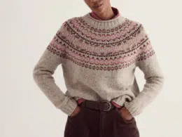 Seasalt Cornwall Port Kinnis Jumper RWS Merino Shingle Bay Dark Rose Mix