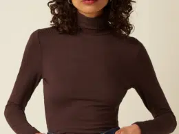 King Louie Rollneck Top Uni Rib Chocolate