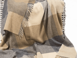 John Hanly Merino Cashmere Throw Cream Charcoal Large Block 1473