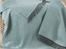 John Hanly Merino Cashmere Throw Duck Egg Herringbone 1423