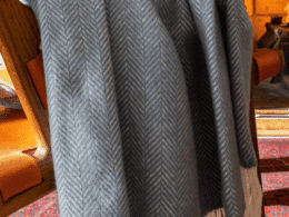 John Hanly Merino Cashmere Throw Grey Herringbone 1474
