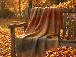 John Hanly Mohair Throw Green Maple Orange Mix Diffused Stripe LM516