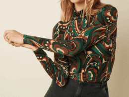 King Louie Rollneck Top Maude Botanical Green