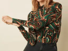 King Louie Rollneck Top Maude Botanical Green