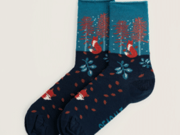 Seasalt Cornwall Women's Snowy Scens Socks FBirch Forest Fox Maritime