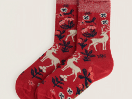 Seasalt Cornwall Snowy Scenes Socks Tapestry Deer Dahlia