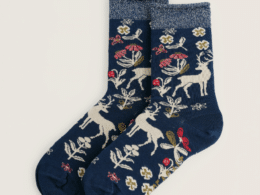 Seasalt Cornwall Snowy Scenes Socks Tapestry Deer Maritime