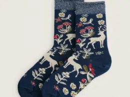 Seasalt Cornwall Snowy Scenes Socks Tapestry Deer Maritime
