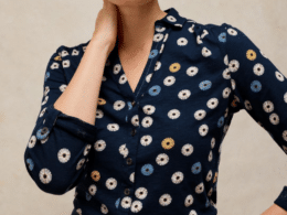 White Stuff Annie Jersey Shirt Navy Print 447101