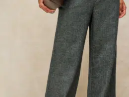 White Stuff Belle Tweedy Wide Leg Trousers Grey Multi 446863