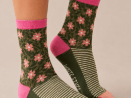 White Stuff Floral Stripe Ankle Sock Green Multi 447190