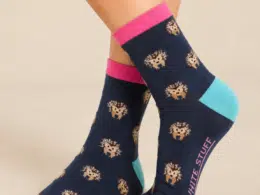 White Stuff Fluffy Hedgehock Ankle Sock Navy Multi