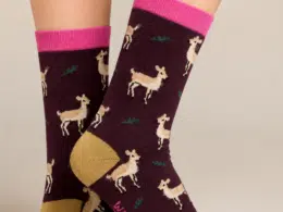 White Stuff Oh Deer Ankle Sock Dark Plum 446850