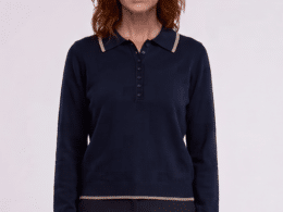White Stuff Poppy Polo Long Sleeve Jumper Dark Navy 446720
