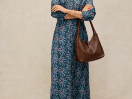 White Stuff Reese Button Through Dress Blue Print