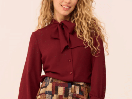Very Cherry Ruffle Blouse Burgundy Bubble Chiffon VC-BL0300-446