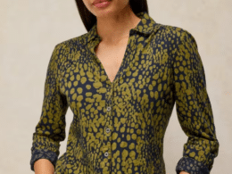White Stuff Annie Jersey Shirt Green Print 447354
