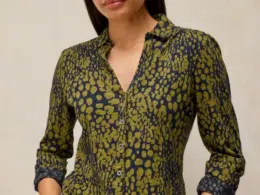 White Stuff Annie Jersey Shirt Green Print 447354
