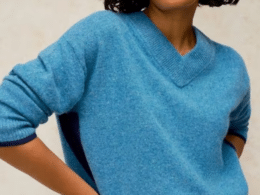 White Stuff Cashmere V Neck Jumper Bright Blue 447208