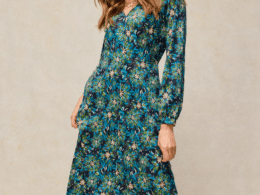 White Stuff Megan Jersey Dress Teal Multi 447942