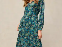 White Stuff Megan Jersey Dress Teal Multi 447942