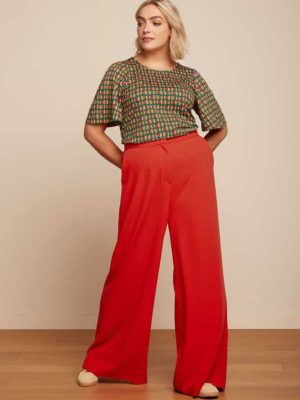 King Louie Peppa Pants Woven Crepe Fiery Red - La Vie en Rose Damesmode