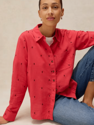 White Stuff Libby Organic Cotton Shirt Bright Pink