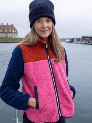 Danefae Danebirk Fleece Zip-Up Chili Soft Cherry Dark Navy - La Vie en Rose Damesmode Enkhuizen (4)