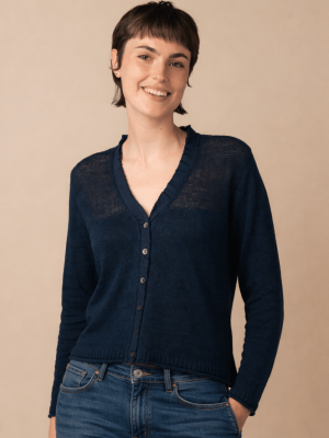 Eribé Stichill Vee Neck Cardigan Navy (2)