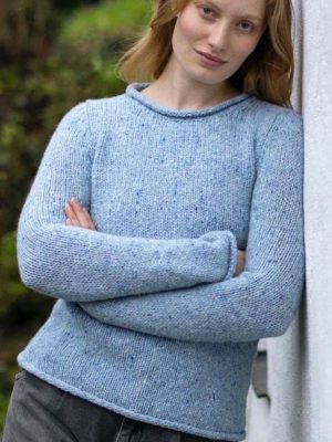 Fisherman out of Ireland Merino Wool Knitted Ladies Sweater Blue Mist SG433V- La Vie en Rose Damesmode