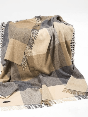 John Hanly Merino Cashmere Throw Cream Charcoal Large Block 1473 - La Vie en Rose Damesmode Enkhuizen (1)