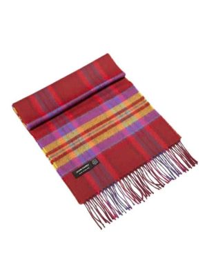 John Hanly Merino Luxury Wool Scarf Maroon Yellow