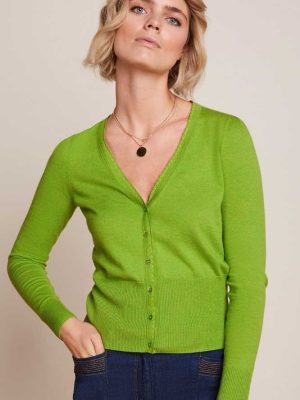 King Louie Cardi V Cocoon Dark Citron - La Vie en Rose Damesmode