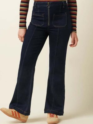 King Louie Chris Zip Pants Walker Denim GOTS Indigo Blue - La Vie en Rose Damesmode