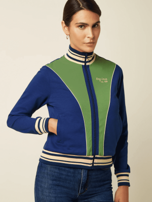 King Louie Colorblock Coljack Daytona Sweat Beacon Blue- La Vie en Rose Damesmode
