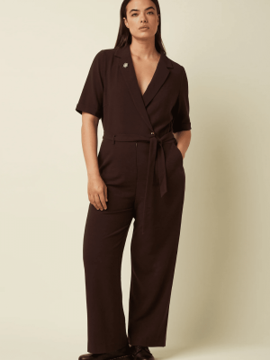 King Louie Doris Jumpsuit Woven crepe Dark Brown - La Vie en Rose Damesmode Enkhuizen (2)