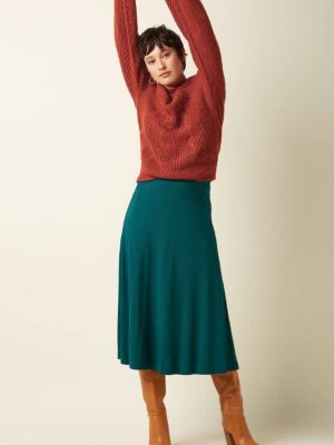 King Louie Juno Midi Skirt Milano Crepe Spruced Green - La Vie en Rose Damesmode