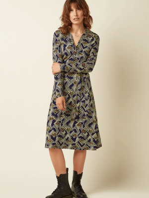 King Louie Lola Dress Leia Evening Blue - La Vie en Rose Damesmode Enkhuizen