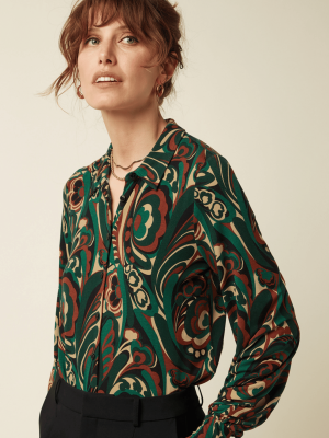 King Louie Maisie Blouse Maude Botanical Green - La Vie en Rose Damesmode Enkhuizen (4)