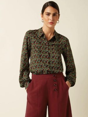 King Louie Maisie Blouse Mirth Jersey Rhubarb Red - La Vie en Rose Damesmode