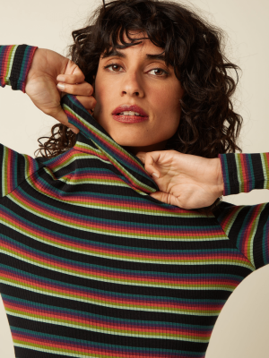 King Louie Rollneck Top Lottie Stripe Botanical Green - La Vie en Rose Damesmode Enkhuizen (2)