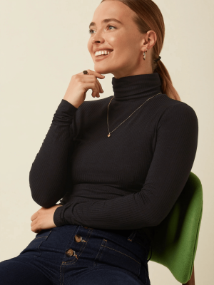 King Louie Rollneck Top Uni Rib Black - La Vie en Rose Damesmode Enkhuizen (2)
