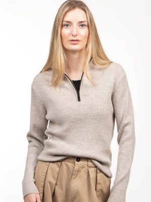 Roosenstein Wolke Robin Merino Rip Half Zip Sand - La Vie en Rose Damesmode